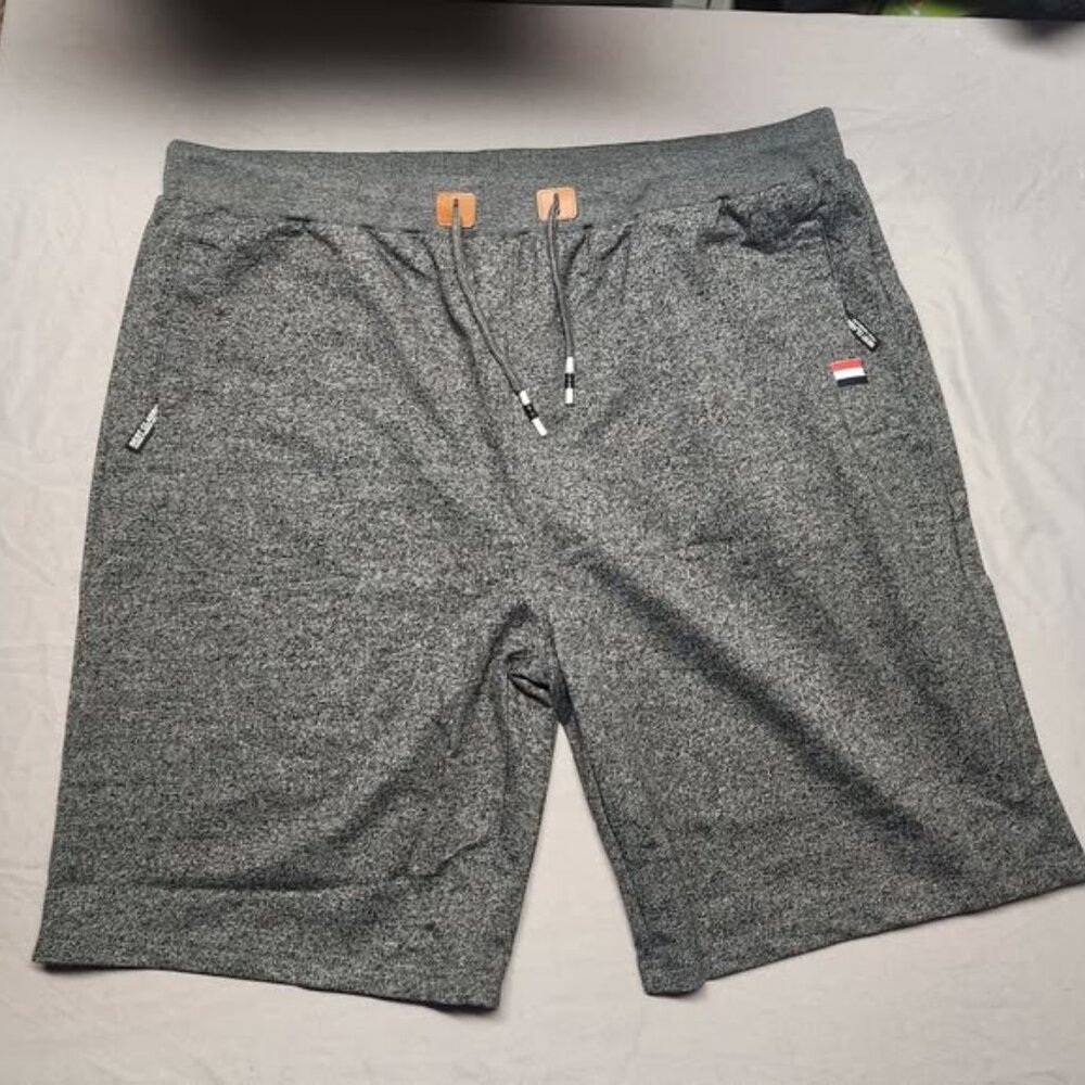 Men Casual Shorts Drawstring Zipper Pockets Elastic Waist Big&Tall Dark Gray 4XL
